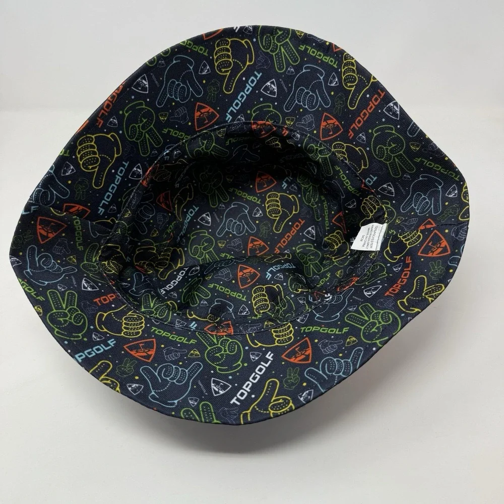 Reversible‎ Top Golf Kids 54cm Bucket Hat Navy Blue & Multicolored Sun Cap Beach